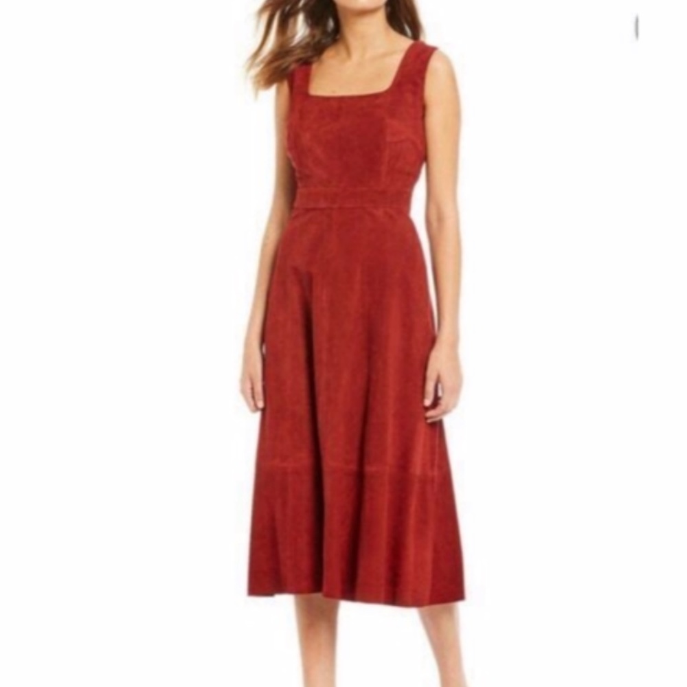 ANTONIO MELANI Luxury Collection Suede Leather Midi Dress